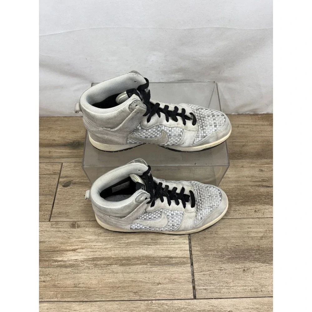 Nike Dunk High Woven Sneakers Gray Suede High Top Shoes Size 8.5